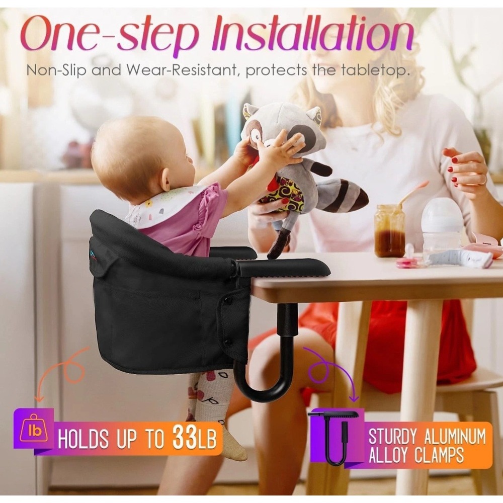 NWT Lulunemo Hook On Chair Baby High Chair Kids Gray Portable Travel - Picture 3 of 7